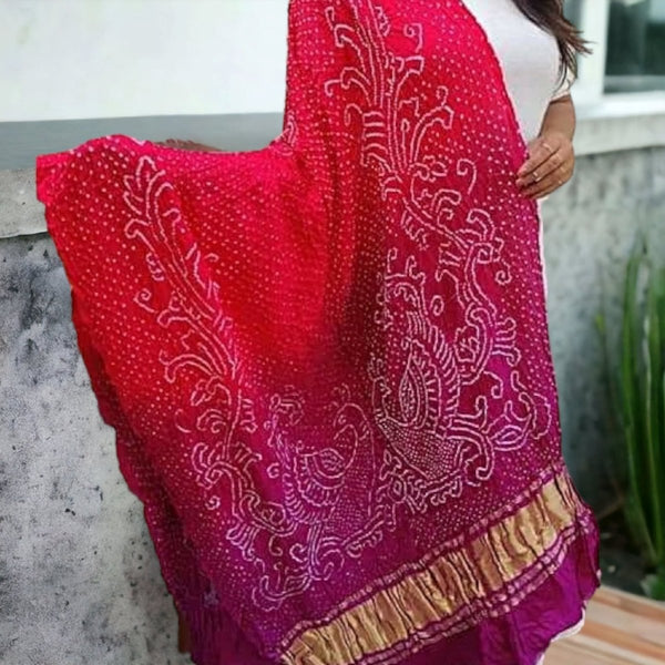 Pure Gaji Silk Peacock Dupatta - Leheriya