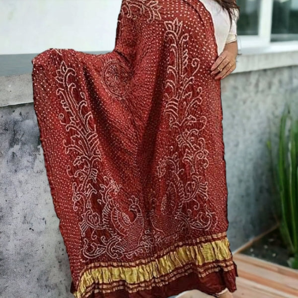 Pure Gaji Silk Peacock Dupatta - Leheriya