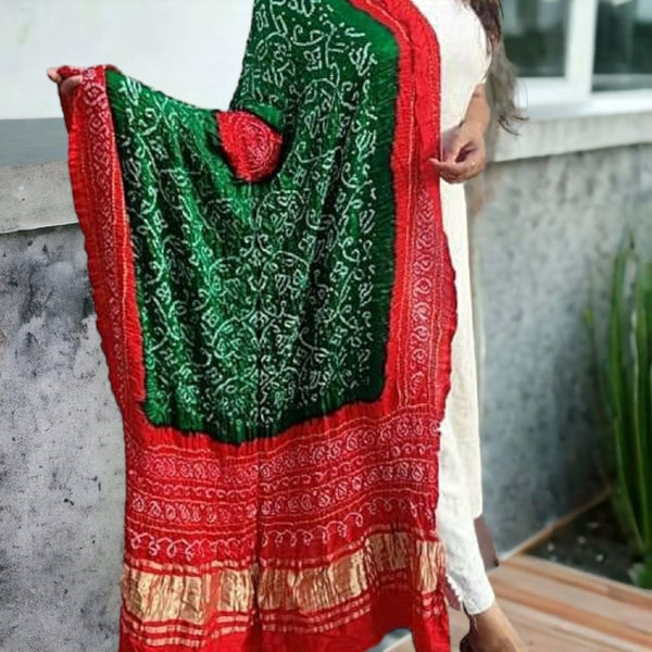 Pure Gaji Silk Peacock Dupatta - Leheriya