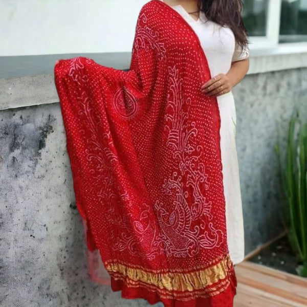 Pure Gaji Silk Peacock Dupatta - Leheriya