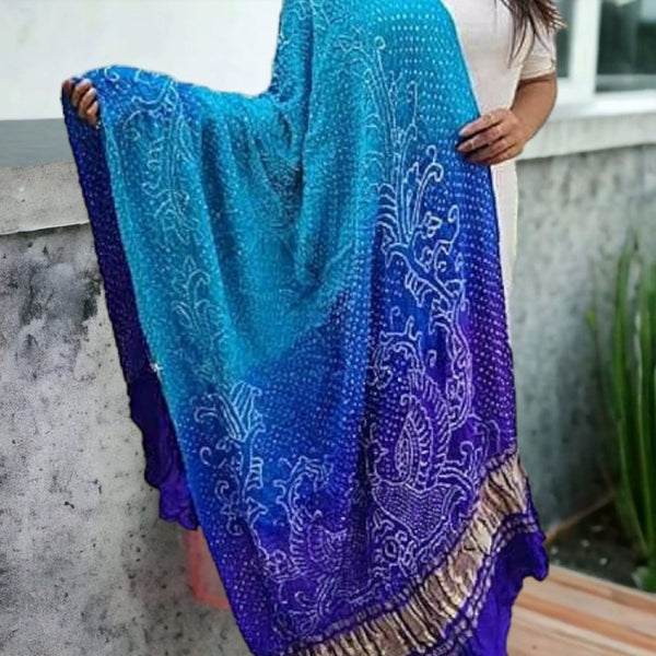 Pure Gaji Silk Peacock Dupatta - Leheriya