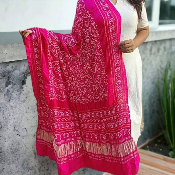 Pure Gaji Silk Peacock Dupatta - Leheriya