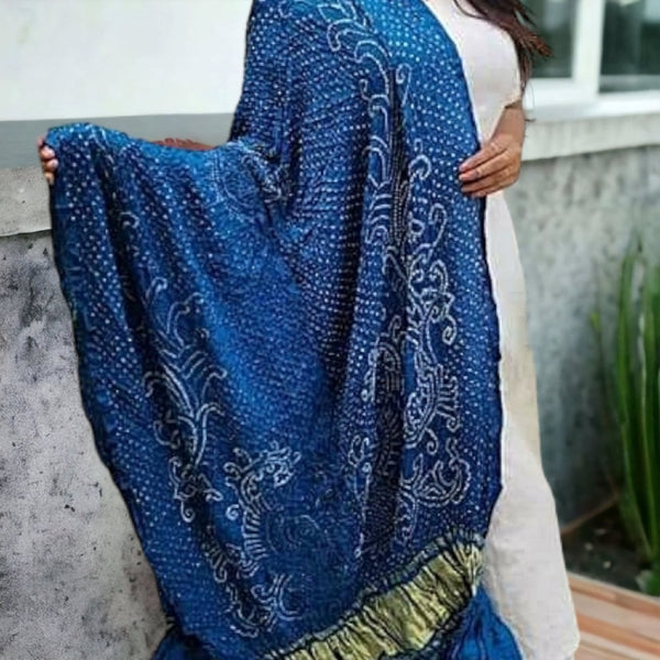 Pure Gaji Silk Peacock Dupatta - Leheriya