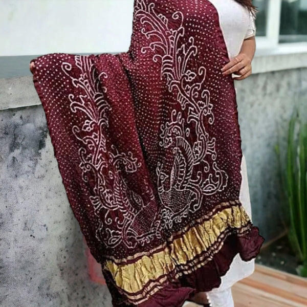 Pure Gaji Silk Peacock Dupatta - Leheriya