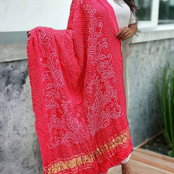 Pure Gaji Silk Peacock Dupatta - Leheriya