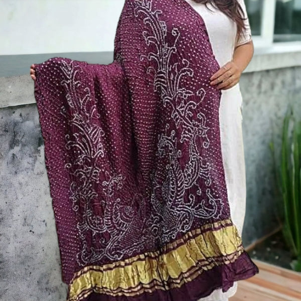 Pure Gaji Silk Peacock Dupatta - Leheriya