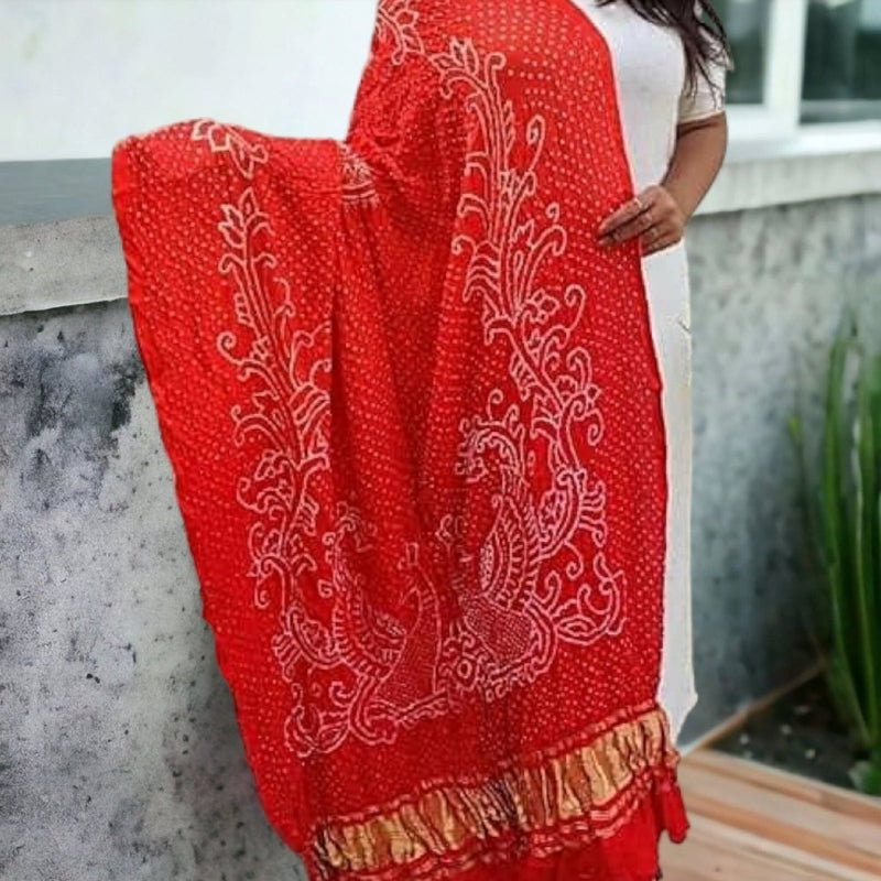 Pure Gaji Silk Peacock Dupatta - Leheriya