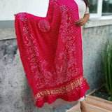 Pure Gaji Silk Peacock Dupatta | Crimson Red| - Leheriya