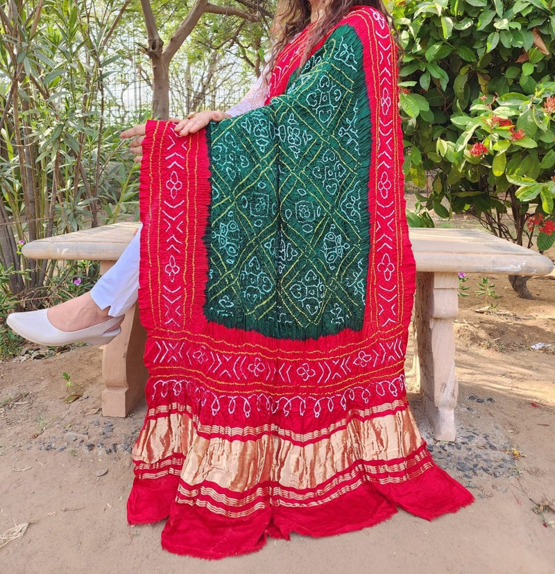 Pure Gaji Silk Rai Bandhej Dupatta - Leheriya