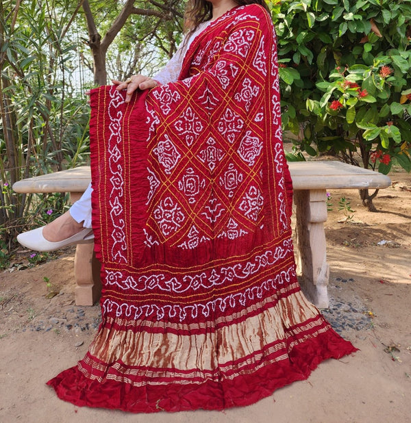 Pure Gaji Silk Rai Bandhej Dupatta - Leheriya