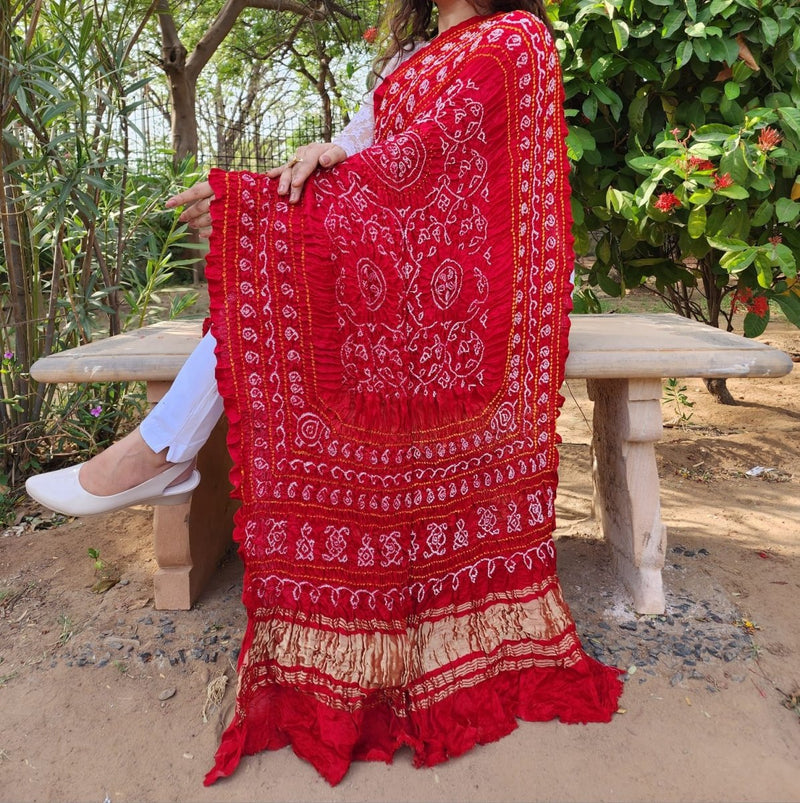 Pure Gaji Silk Rai Bandhej Dupatta - Leheriya