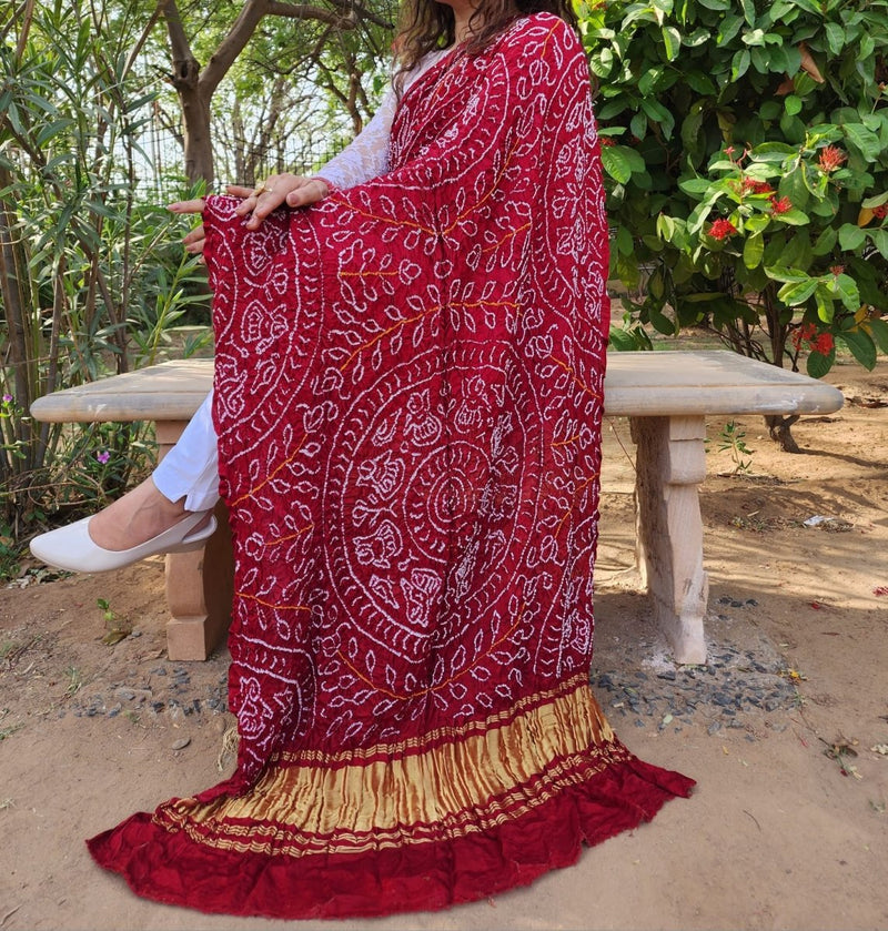 Pure Gaji Silk Rai Bandhej Dupatta - Leheriya