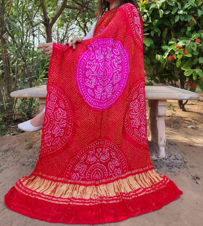 Pure Gaji Silk Rai Bandhej Dupatta - Leheriya