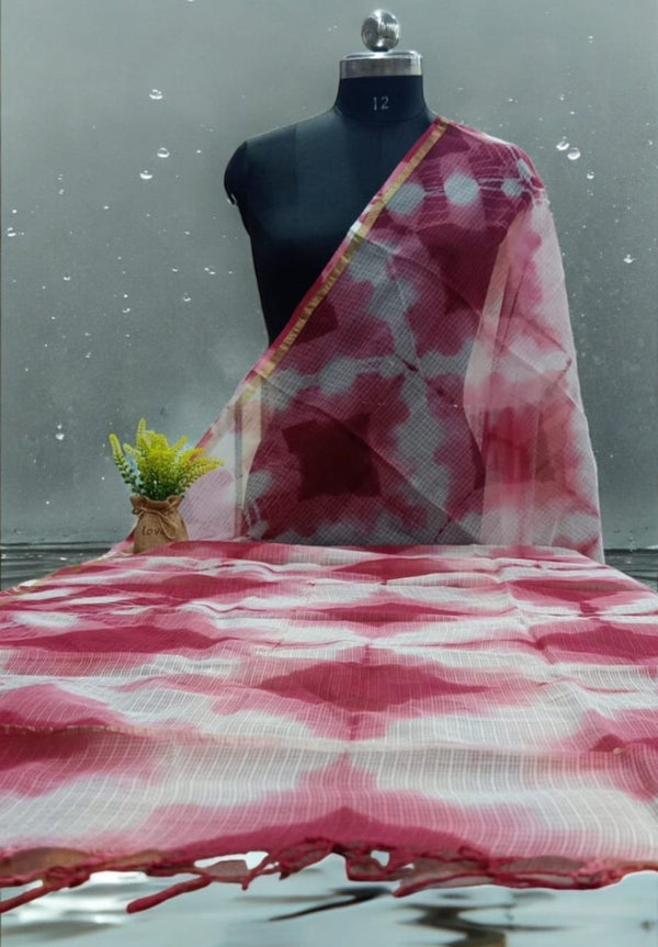 Pure Kota Doria Cotton Tie & Dye Dupatta - Leheriya