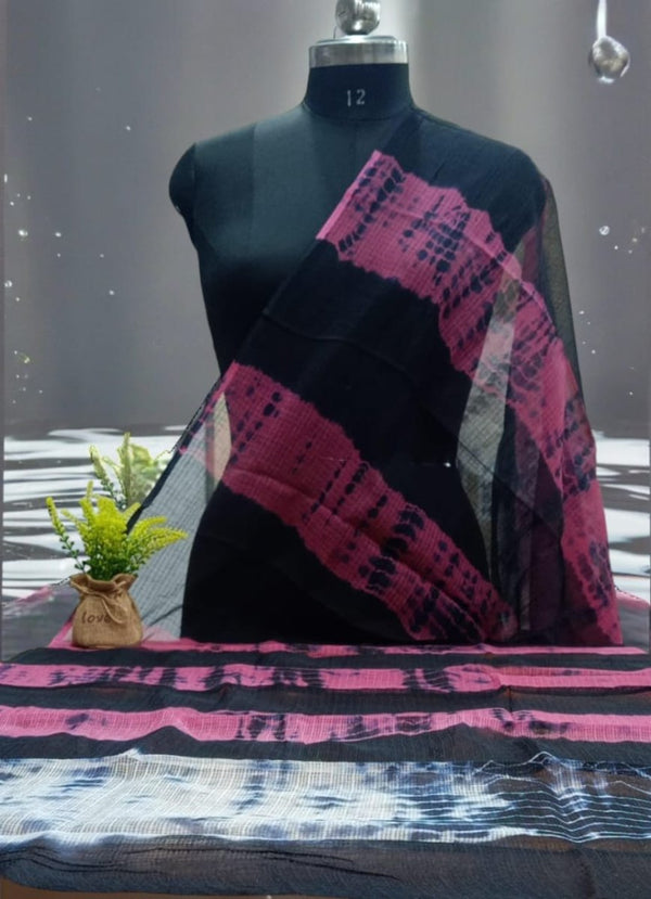 Pure Kota Doria Cotton Tie & Dye Dupatta - Leheriya