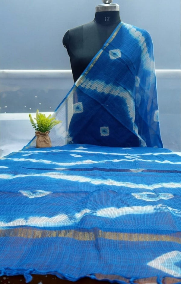 Pure Kota Doria Cotton Tie & Dye Dupatta - Leheriya