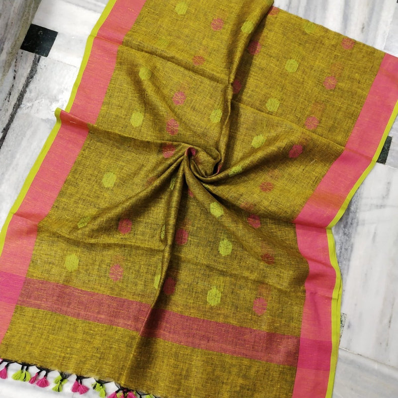 Pure Linen Dupatta - Leheriya