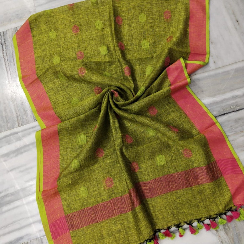 Pure Linen Dupatta - Leheriya