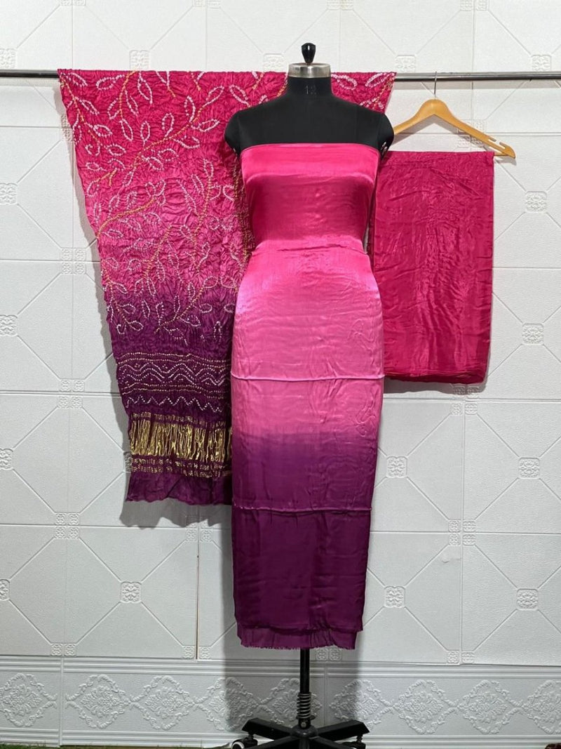 Pure Modal Silk 3pc Salwar Suit - Leheriya