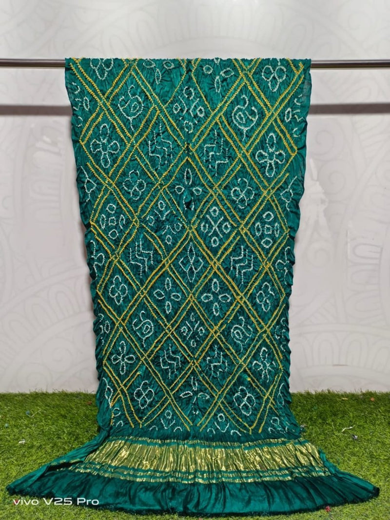 Pure Modal Silk Heavy Bandhej Dupatta | Dark Teal | - Leheriya