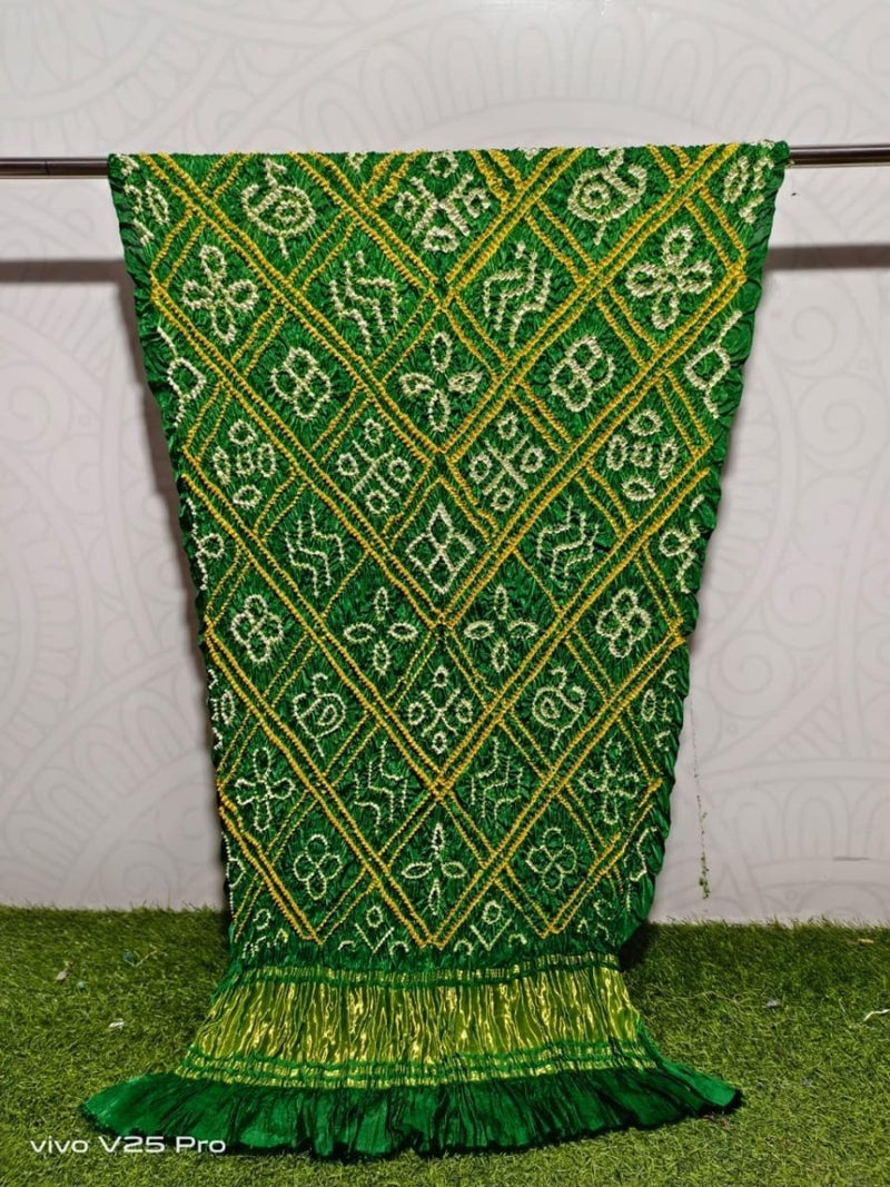 Pure Modal Silk Heavy Bandhej Dupatta | Green | - Leheriya