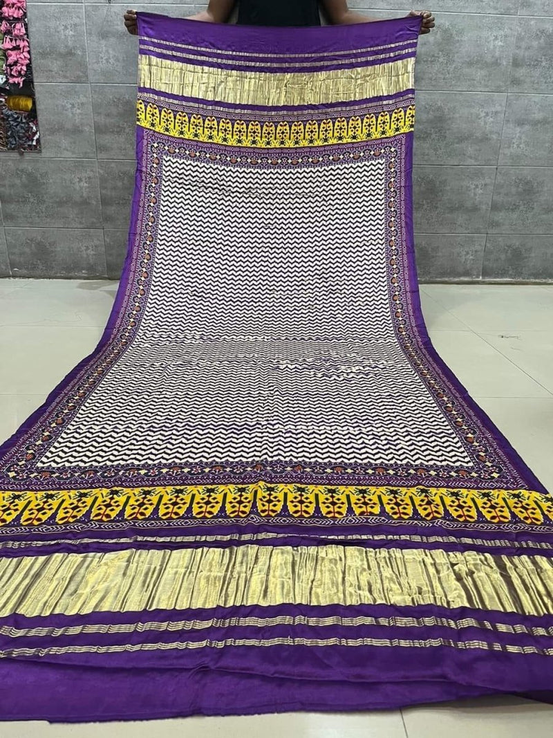 Pure Modal Silk Patola Digital Print Dupatta with Lagdi Patta - Leheriya