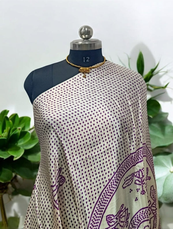 Pure Modal Silk Patola Digital Print Dupatta with Lagdi Patta - Leheriya