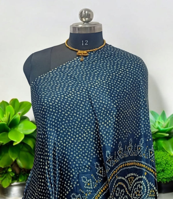 Pure Modal Silk Patola Digital Print Dupatta with Lagdi Patta - Leheriya