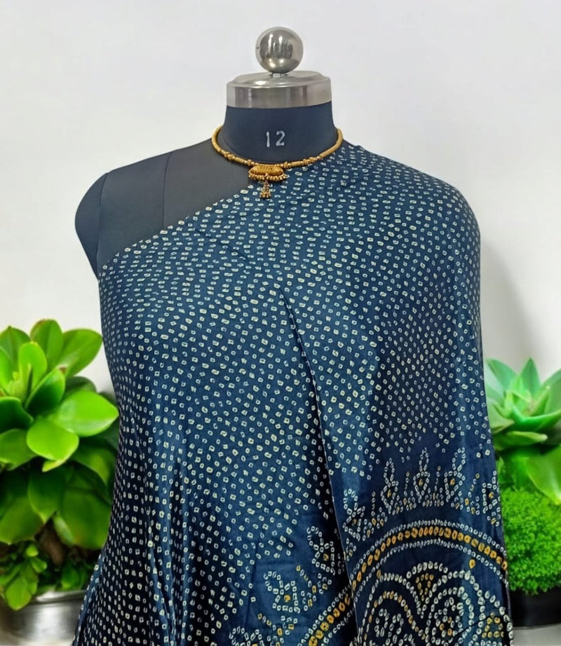 Pure Modal Silk Patola Digital Print Dupatta with Lagdi Patta - Leheriya