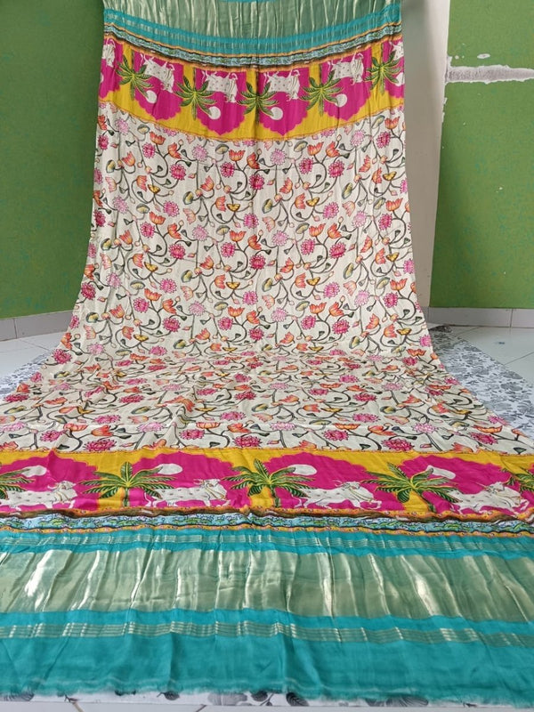 Pure Modal Silk Patola Digital Print Dupatta with Lagdi Patta - Leheriya