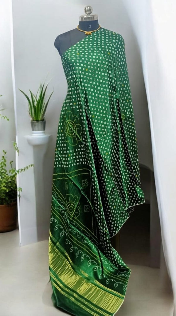 Pure Modal Silk Patola Digital Print Dupatta with Lagdi Patta - Leheriya