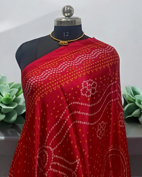 Pure Modal Silk Patola Digital Print Dupatta with Lagdi Patta - Leheriya