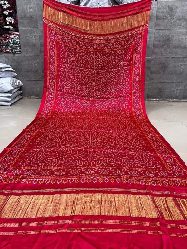 Pure Modal Silk Patola Digital Print Dupatta with Lagdi Patta - Leheriya