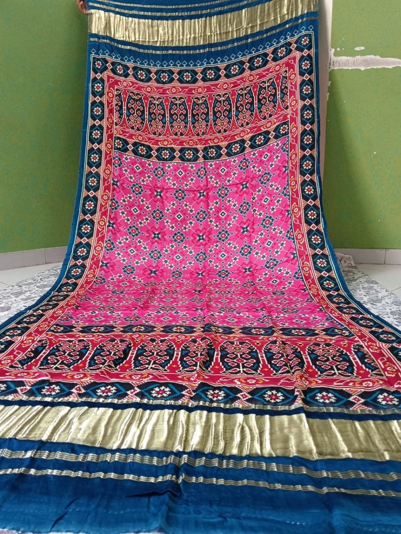 Pure Modal Silk Patola Digital Print Dupatta with Lagdi Patta - Leheriya