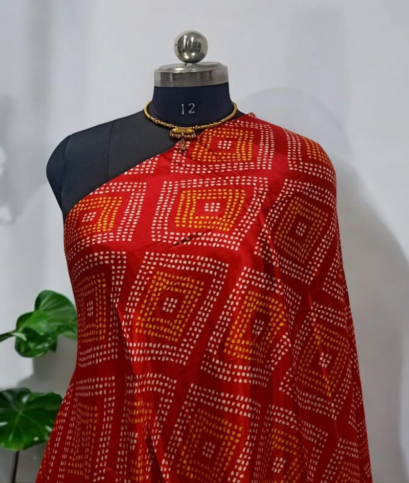 Pure Modal Silk Patola Digital Print Dupatta with Lagdi Patta - Leheriya