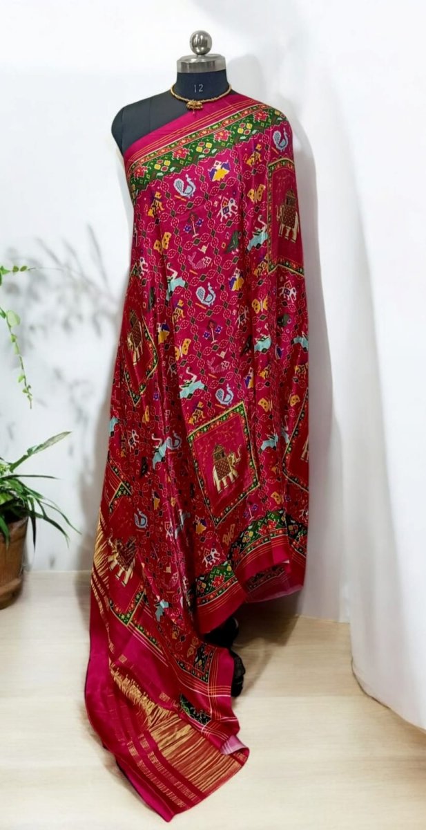 Pure Modal Silk Patola Digital Print Dupatta with Lagdi Patta - Leheriya