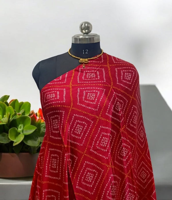 Pure Modal Silk Patola Digital Print Dupatta with Lagdi Patta - Leheriya