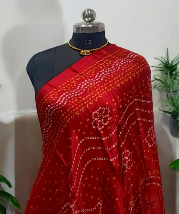 Pure Modal Silk Patola Digital Print Dupatta with Lagdi Patta - Leheriya