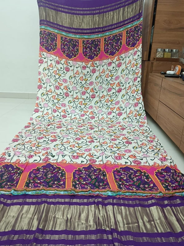 Pure Modal Silk Patola Print Dupatta with Silk Tissue Pallu - Leheriya