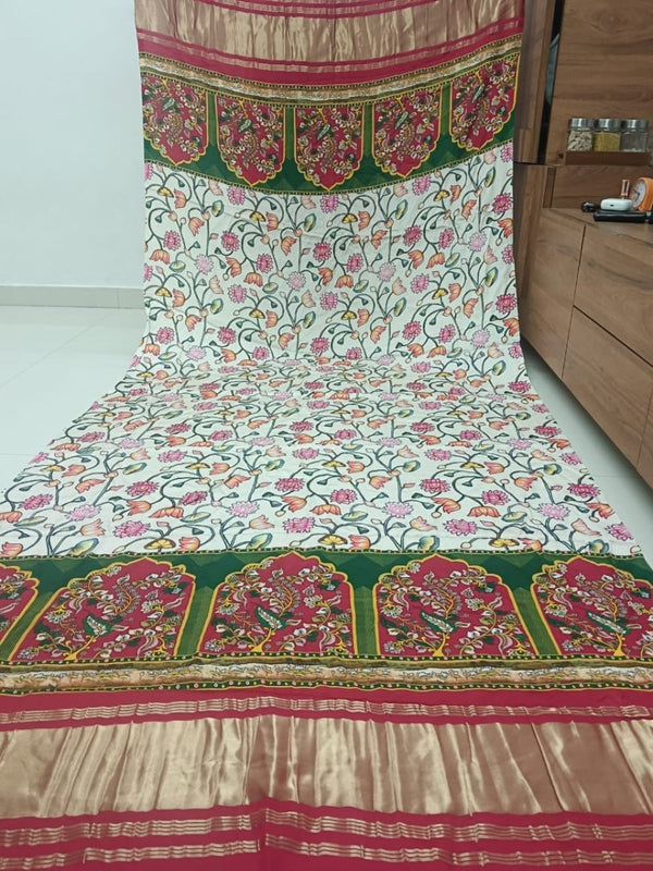 Pure Modal Silk Patola Print Dupatta with Silk Tissue Pallu - Leheriya