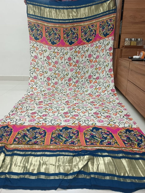 Pure Modal Silk Patola Print Dupatta with Silk Tissue Pallu - Leheriya