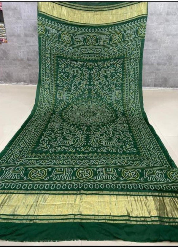 Pure Modal Silk Patola Print Dupatta with Silk Tissue Pallu - Leheriya