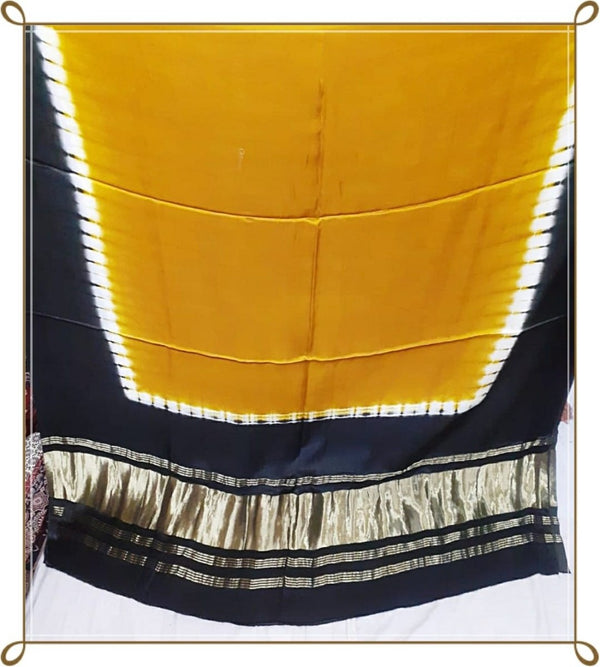 Pure Modal Silk Plain Dupatta with Silk Tissue Pallu - Leheriya