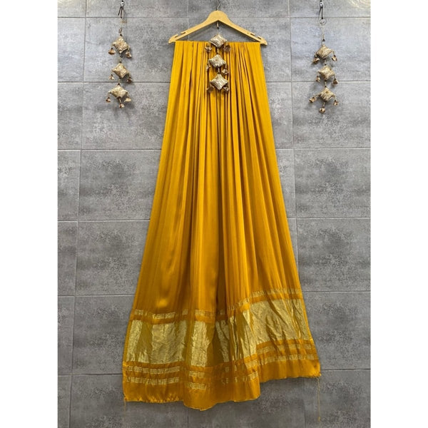 Pure Modal Silk Plain Dupatta with Silk Tissue Pallu - Leheriya