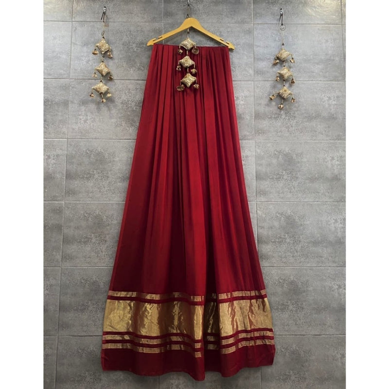 Pure Modal Silk Plain Dupatta with Silk Tissue Pallu - Leheriya