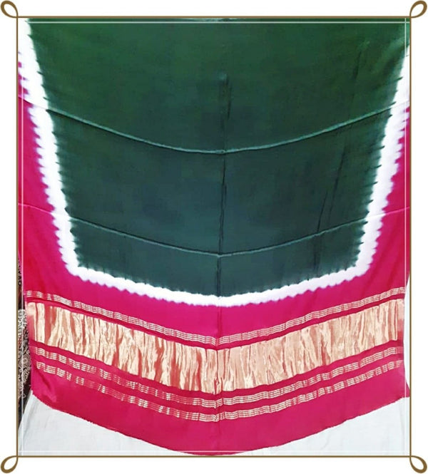 Pure Modal Silk Plain Dupatta with Silk Tissue Pallu - Leheriya