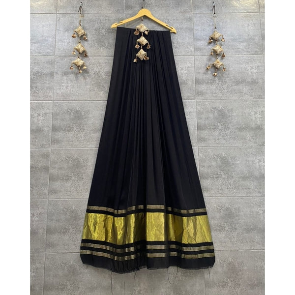 Pure Modal Silk Plain Dupatta with Silk Tissue Pallu - Leheriya