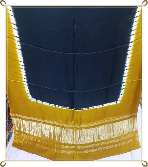 Pure Modal Silk Plain Dupatta with Silk Tissue Pallu - Leheriya