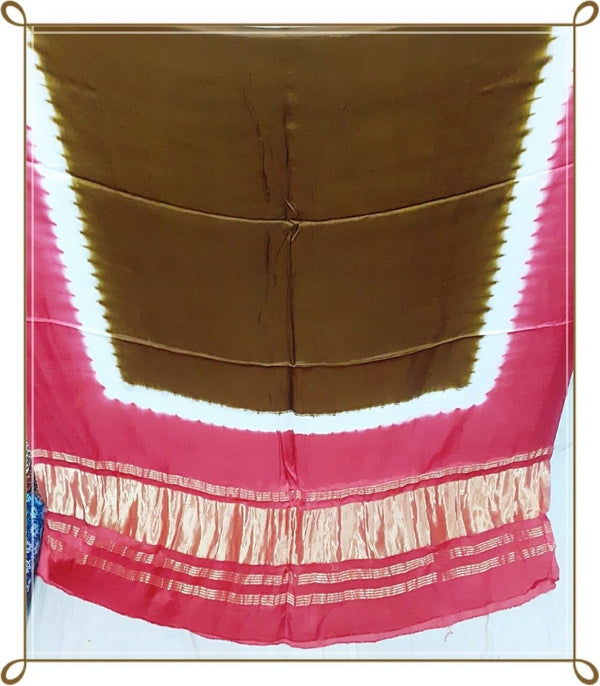 Pure Modal Silk Plain Dupatta with Silk Tissue Pallu - Leheriya