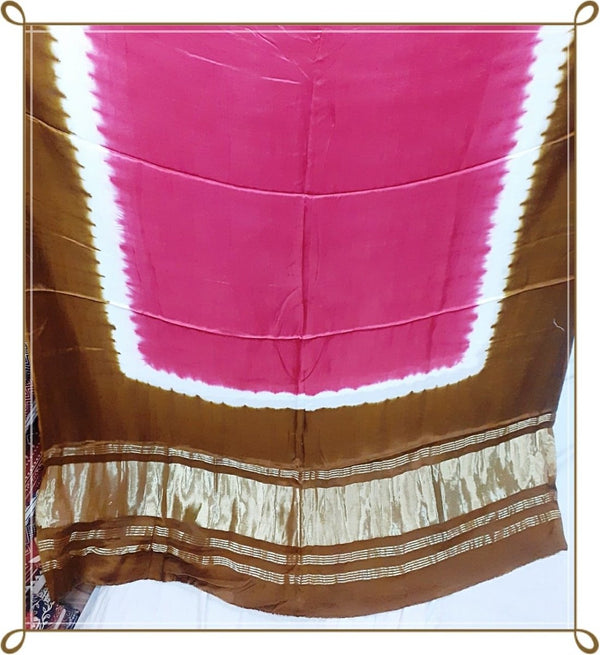 Pure Modal Silk Plain Dupatta with Silk Tissue Pallu - Leheriya